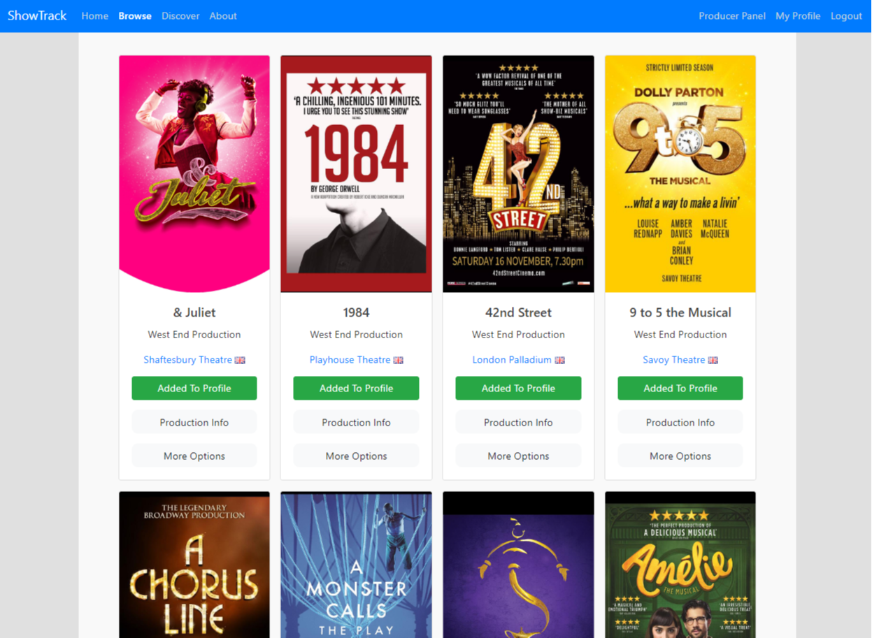 Screenshot of App in Browser